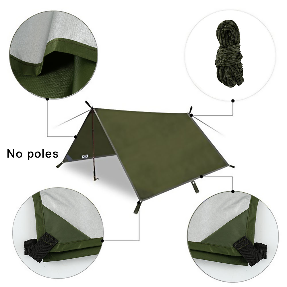 Hammock Rain Fly Tarp Waterproof 3X3M - Toldo Impermeable para Playa, Camping, Jardín,