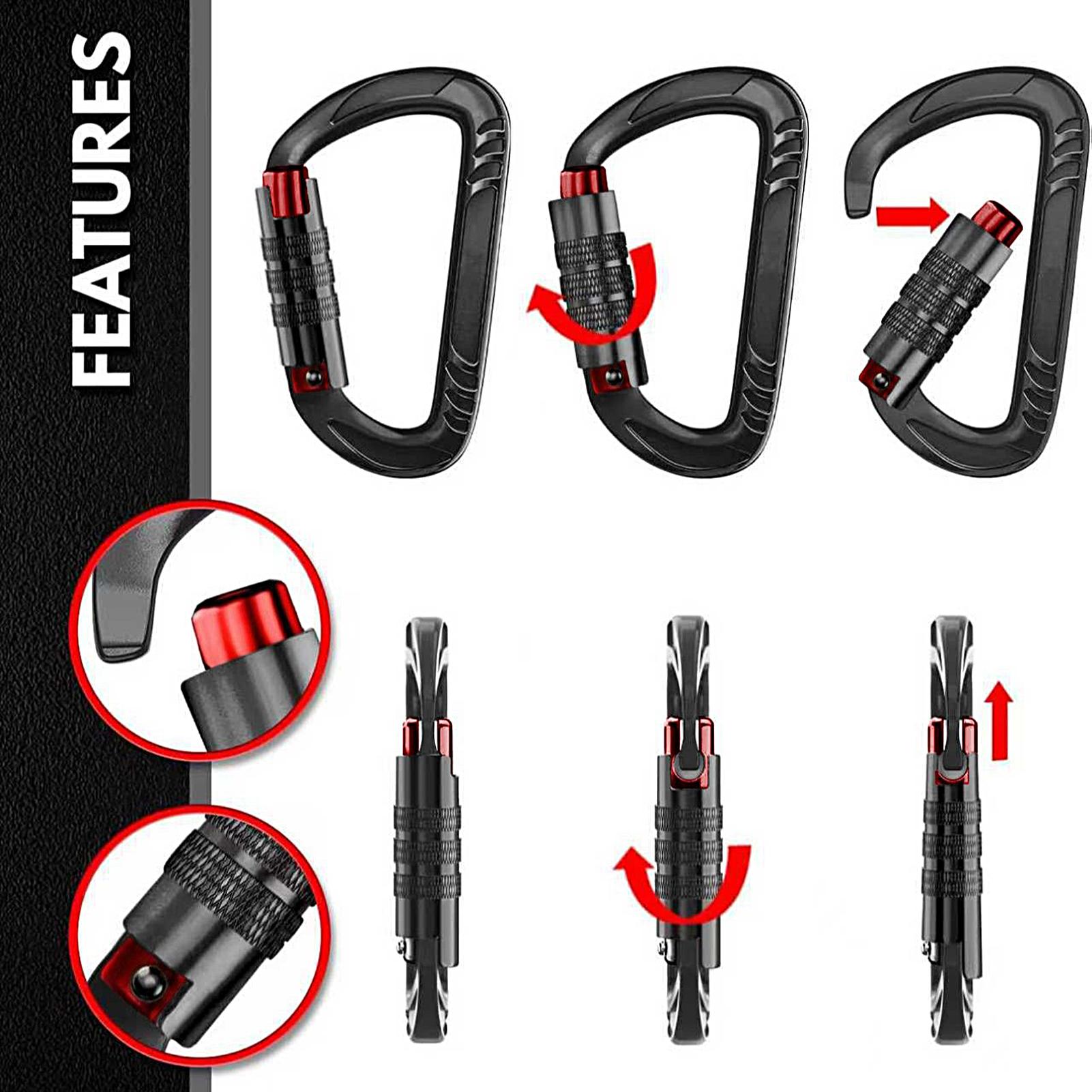 Carabiners Aluminum 12Kn Heavy Duty - Mosquetón de seguridad de 12KN, resistente,