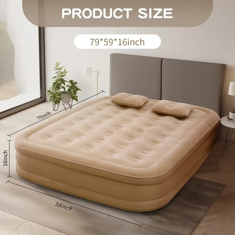 Camping Air Mattress Built In Pump - Colchón Inflable de PVC para Interiores,