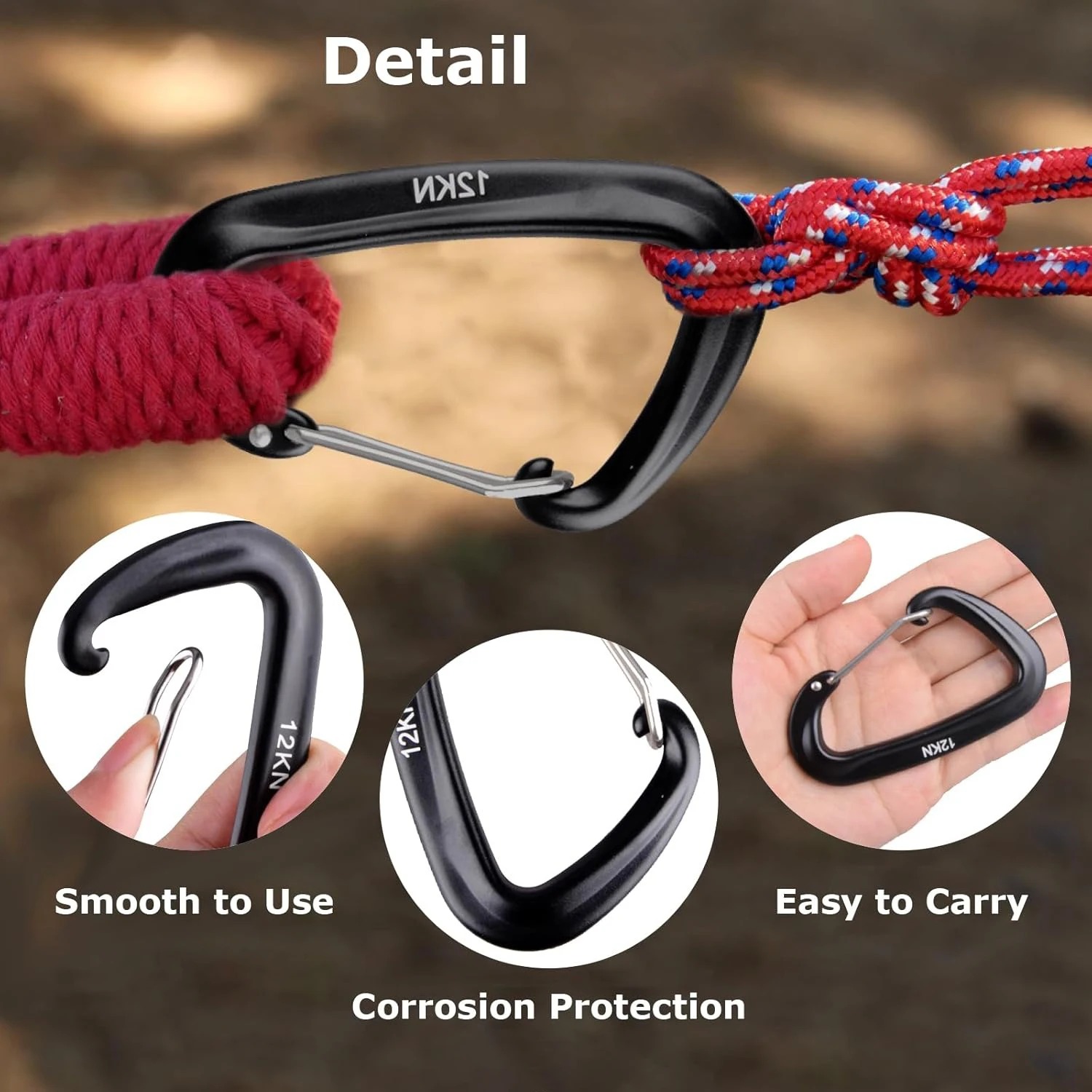 Mosquetón de Aluminio de Alta  - Carabiners Aluminum 12Kn Heavy Duty reseña y precio