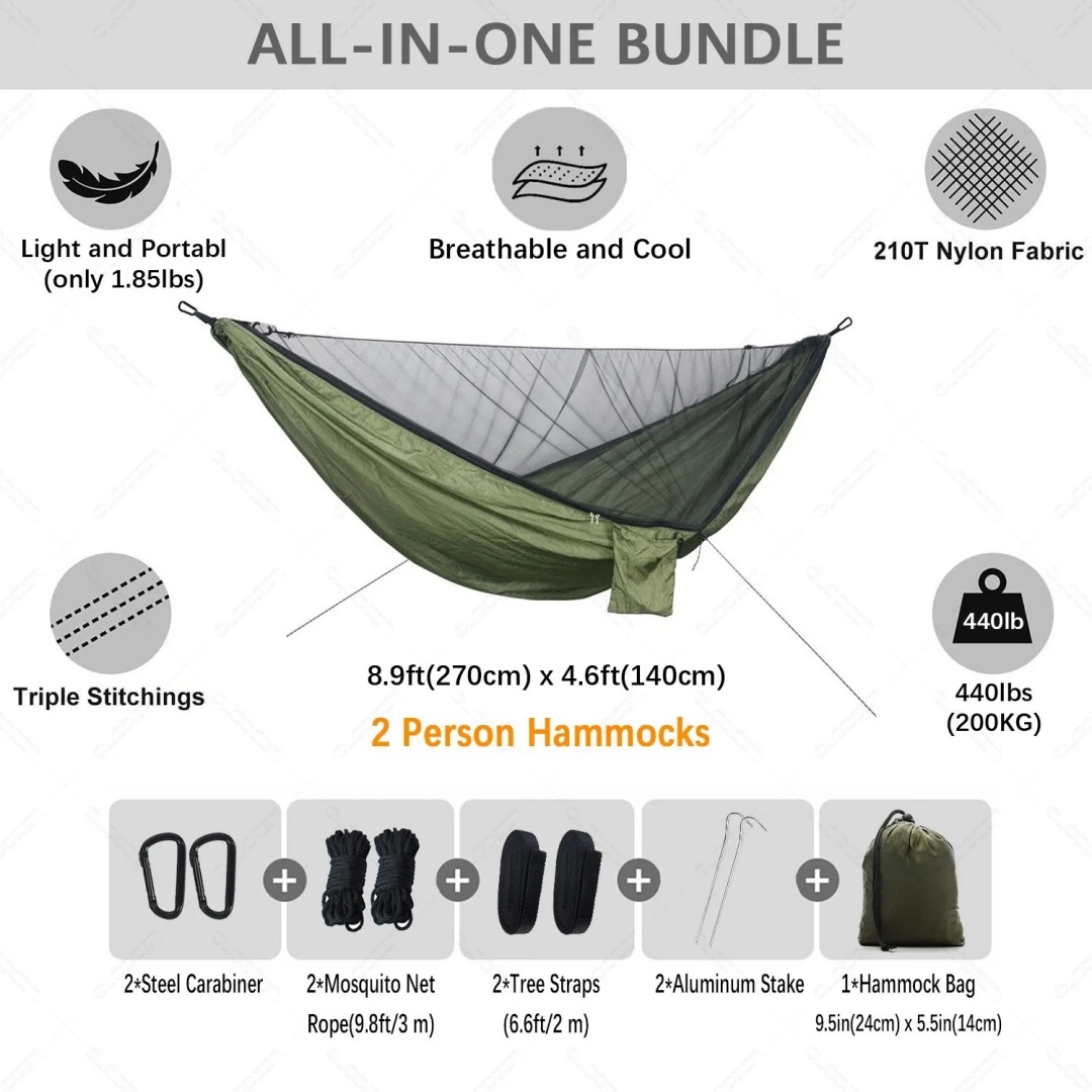 Hamaca Doble con Mosquitera, F - Double Hammock Portable Parachute Nylon reseña y precio