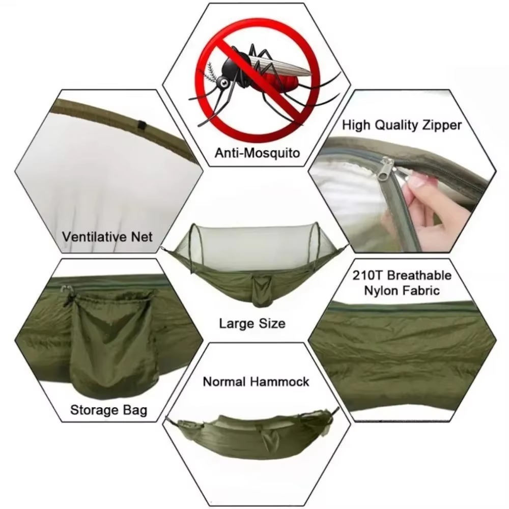 Hamaca portátil de nailon con  - Double Hammock Portable Parachute Nylon reseña y precio