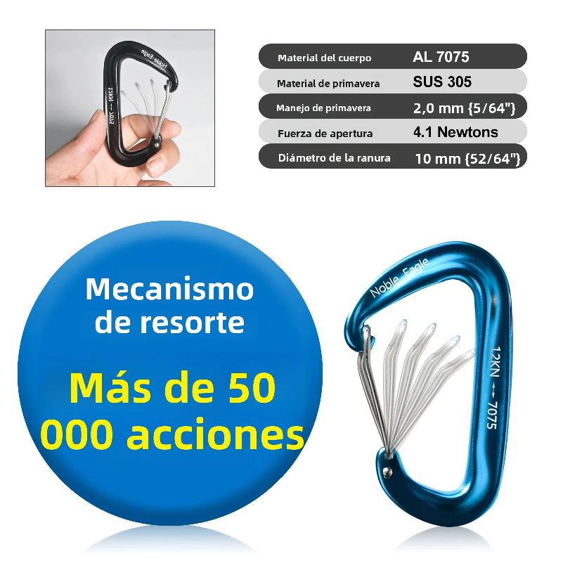 Juego de 6 Mosquetones de 12 k - Carabiners Aluminum 12Kn Heavy Duty reseña y precio