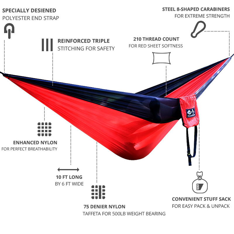 Hamaca de Camping y Jardín, Po - Double Hammock Portable Parachute Nylon reseña y precio