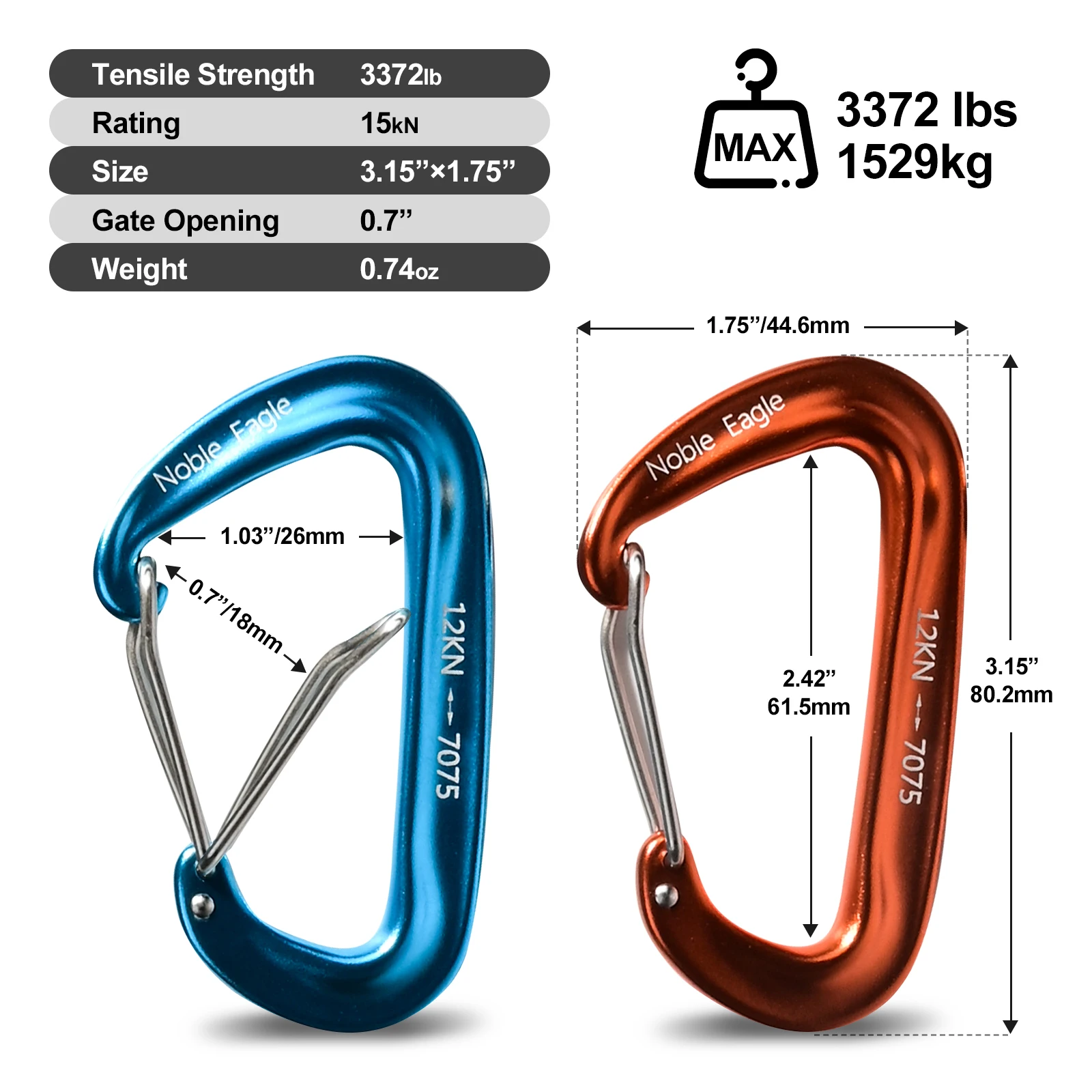 Mosquetones de anillo D de alu - Carabiners Aluminum 12Kn Heavy Duty reseña y precio