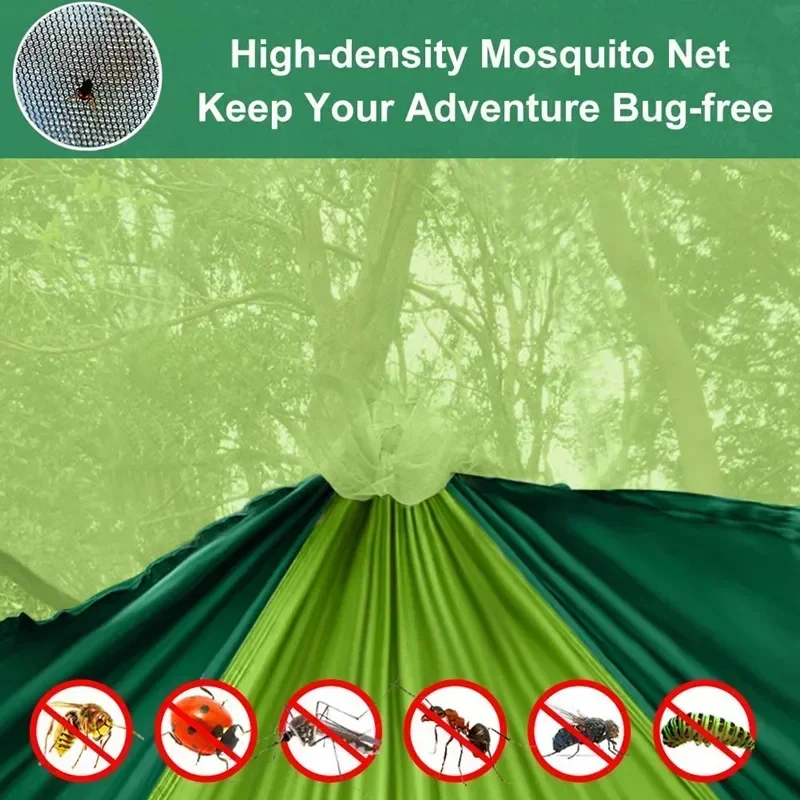 Hamaca para acampar con red, h - Double Hammock Portable Parachute Nylon reseña y precio