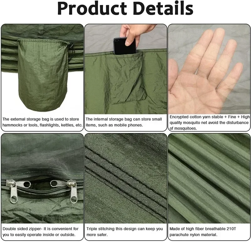 Hamaca para acampar con red, h - Double Hammock Portable Parachute Nylon reseña y precio