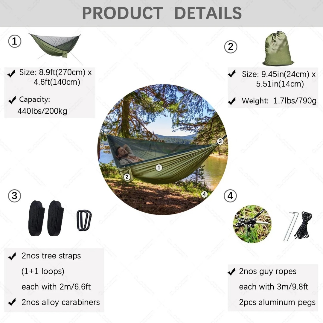 Hamaca Doble Portátil con Mosq - Double Hammock Portable Parachute Nylon reseña y precio