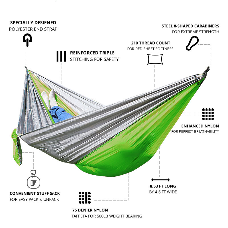 Hamaca de paracaídas portátil  - Double Hammock Portable Parachute Nylon reseña y precio