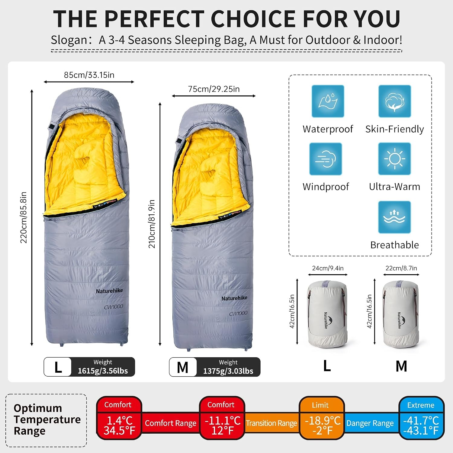 Saco de dormir ultraligero Nat - Sleeping Bag 4 Season Down Winter reseña y precio