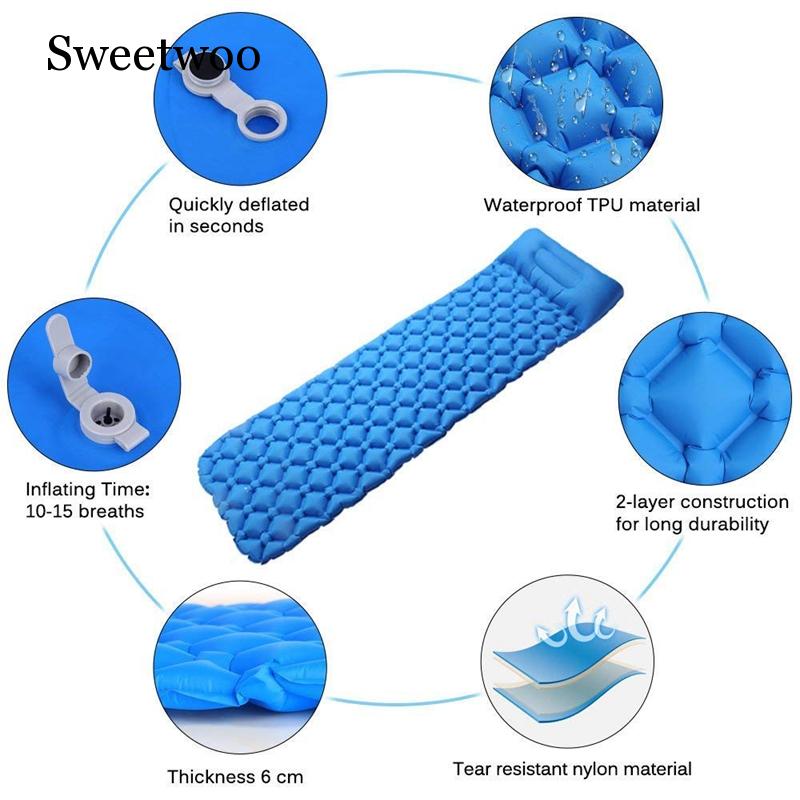Almohadilla de dormir ultralig - Inflatable Camping Sleeping Pad Pillow reseña y precio