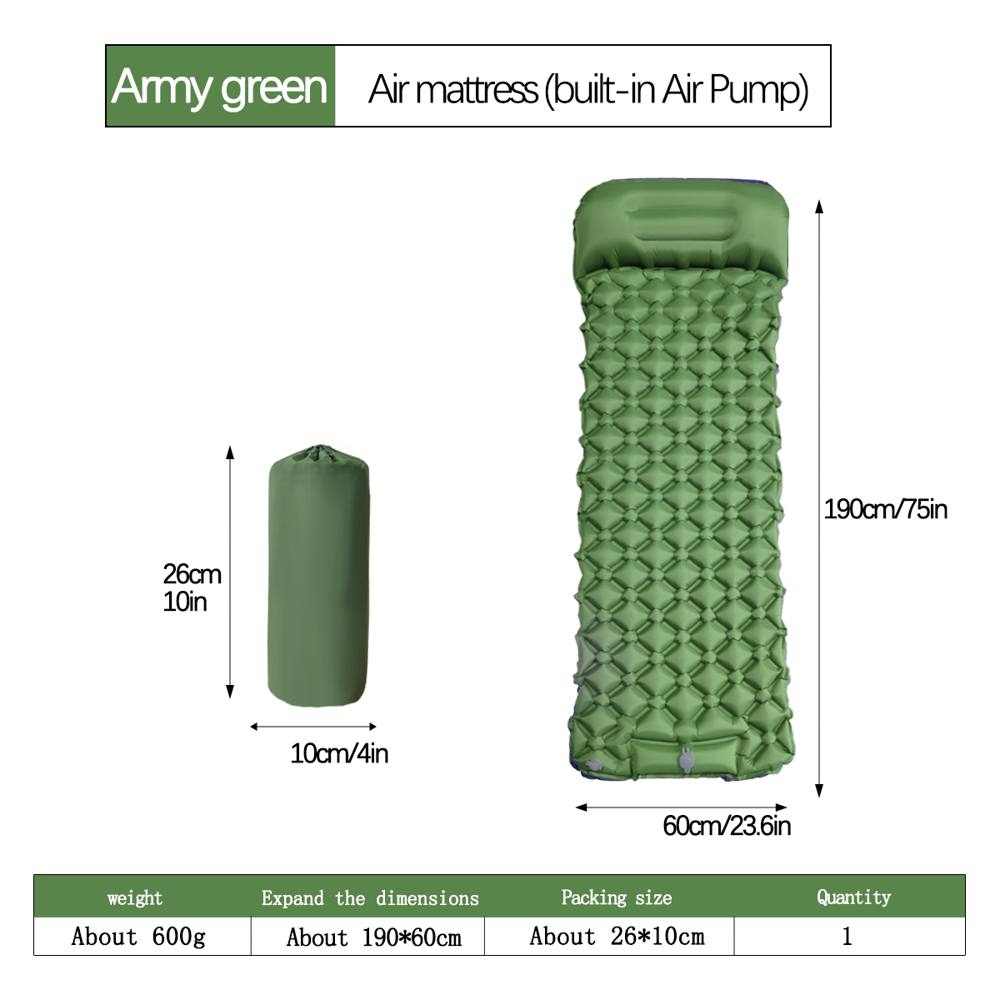 Colchón inflable para acampar  - Inflatable Camping Sleeping Pad Pillow reseña y precio