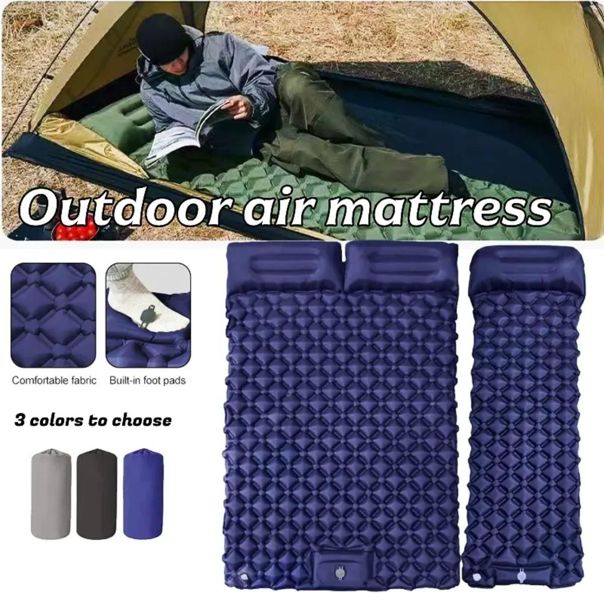 Colchón de aire inflable indiv - Inflatable Camping Sleeping Pad Pillow reseña y precio