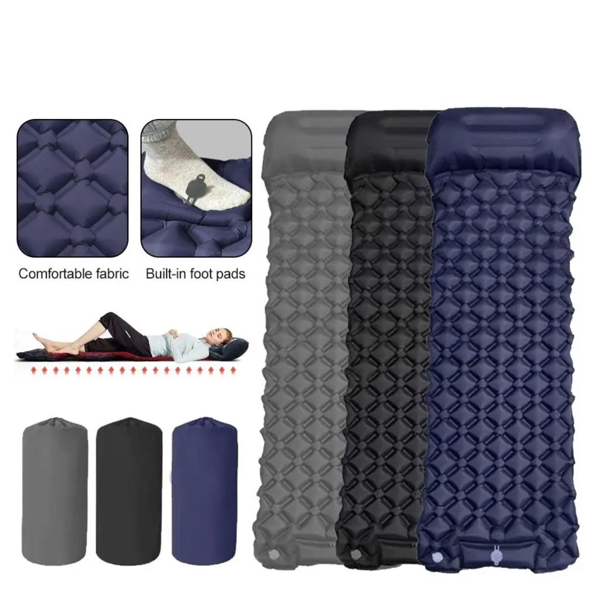 Colchón de aire inflable indiv - Inflatable Camping Sleeping Pad Pillow reseña y precio