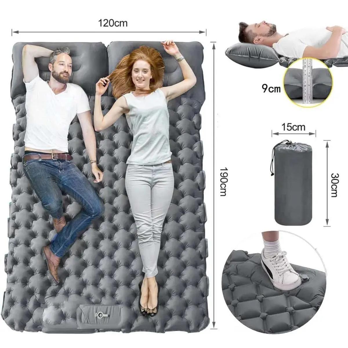 Colchón de aire inflable indiv - Inflatable Camping Sleeping Pad Pillow reseña y precio