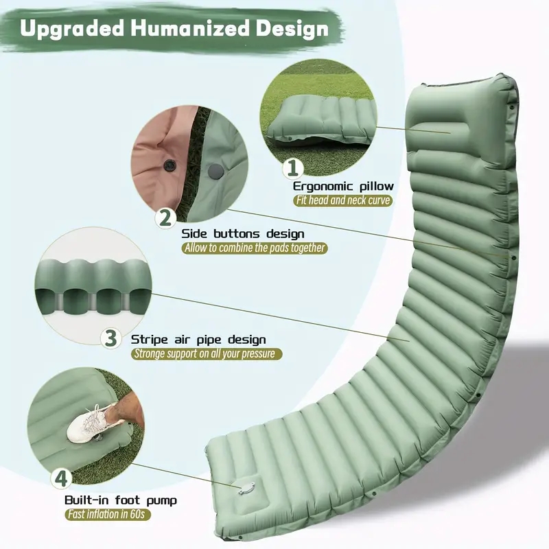 Colchoneta Inflable para Dormi - Inflatable Camping Sleeping Pad Pillow reseña y precio