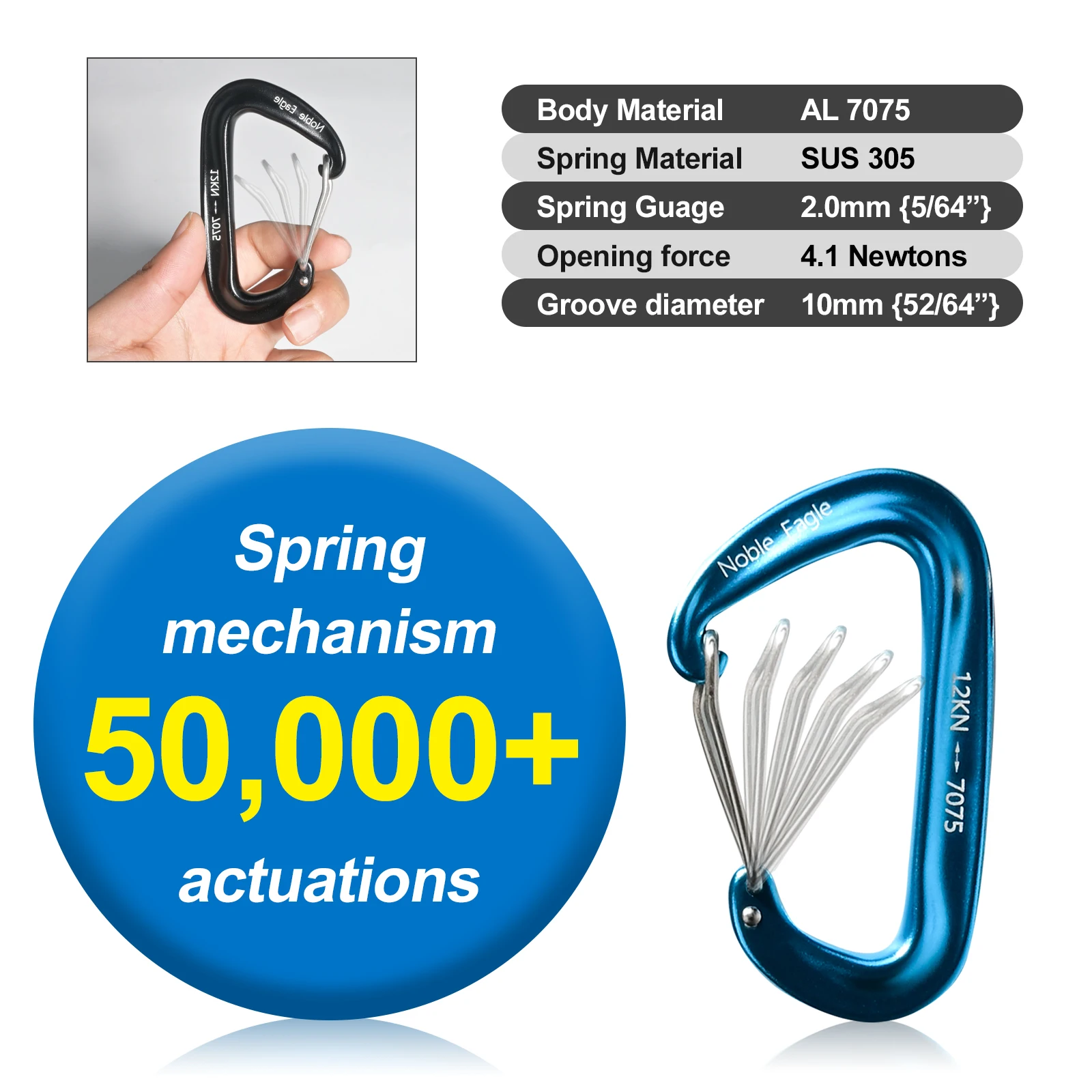 Mosquetones de anillo D de alu - Carabiners Aluminum 12Kn Heavy Duty reseña y precio