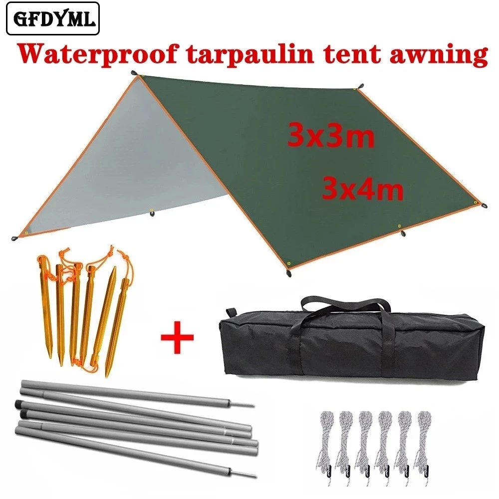 Toldo de lona impermeable de 4 - Hammock Rain Fly Tarp Waterproof 3X3M reseña y precio