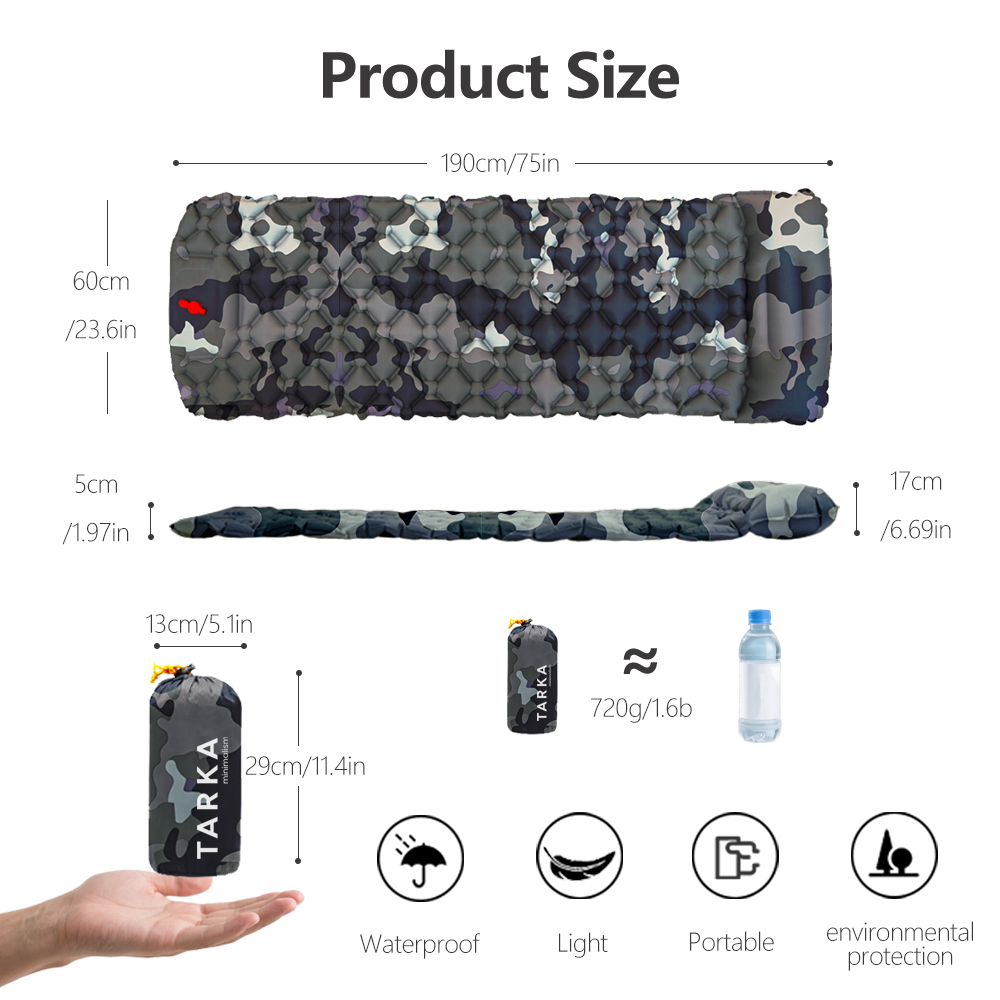 TARKA 1 Uds colchón inflable p - Camping Air Mattress Built In Pump reseña y precio